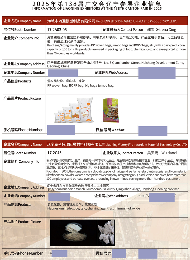 2025年第138届广交会辽宁参展企业